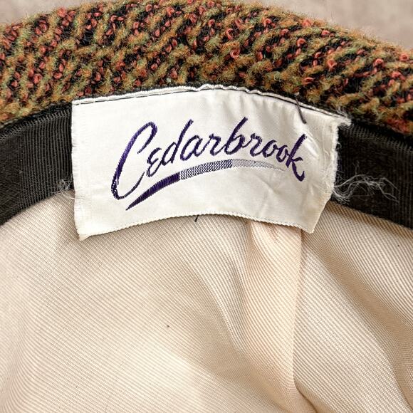 Vintage 60s Cedarbrook Orange Tapestry Derby Bucket Hat Cloche Bow Retro - Picture 2 of 9